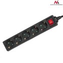 Listwa zasilająca Maclean, Przedłużacz 5 gniazd, Z wyłącznikiem, Czarny, Typ niemiecki, 3500W, 1.4m, MCE226G