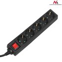 Listwa zasilająca Maclean, Przedłużacz 5 gniazd, Z wyłącznikiem, Czarny, Typ niemiecki, 3500W, 1.4m, MCE226G