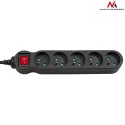 Listwa zasilająca Maclean, przedłużacz 5 gniazd, z wyłącznikiem, czarny, 2300W, 3m, MCE184