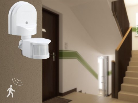 Ścienny czujnik ruchu i zmierzchu Maclean, 180°, max. 1200W, biały, MCE25 W Ścienny czujnik ruchu i zmierzchu Maclean, 180°, max. 1200W, biały, MCE25 W