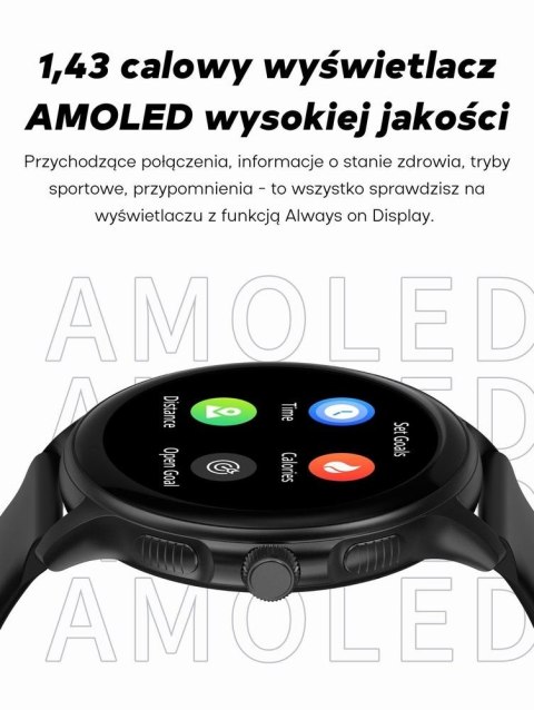 Smartwatch Damski GRAVITY GT12-1 Czarny Pasek Silikonowy + Czarna Bransoleta Smartwatch Damski GRAVITY GT12-1 Czarny Pasek Silikonowy + Czarna Bransoleta