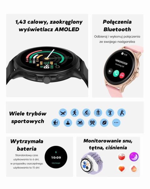 Smartwatch Damski GRAVITY GT12-3 Różowy Pasek Silikonowy + Bransoleta Różowe Złoto Smartwatch Damski GRAVITY GT12-3 Różowy Pasek Silikonowy + Bransoleta Różowe Złoto