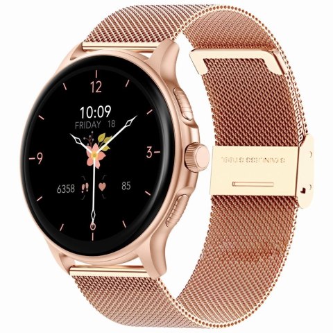 Smartwatch Damski GRAVITY GT12-4 Czarny Pasek Silikonowy + Bransoleta Różowe Złoto Smartwatch Damski GRAVITY GT12-4 Czarny Pasek Silikonowy + Bransoleta Różowe Złoto
