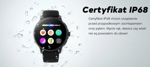 Smartwatch Damski GRAVITY GT12-4 Czarny Pasek Silikonowy + Bransoleta Różowe Złoto Smartwatch Damski GRAVITY GT12-4 Czarny Pasek Silikonowy + Bransoleta Różowe Złoto