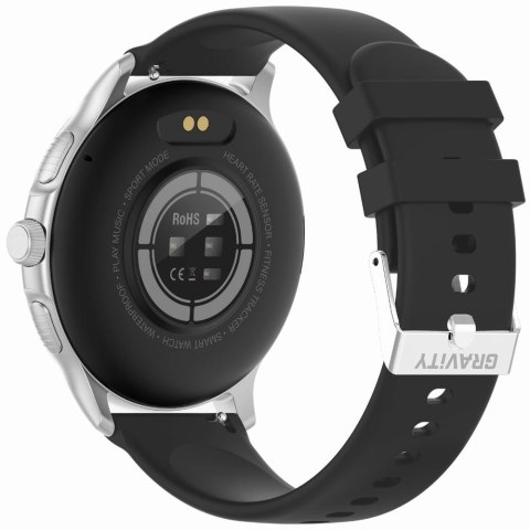 Smartwatch Damski GRAVITY GT12-7 Czarny Pasek Silikonowy + Srebrna Bransoleta Smartwatch Damski GRAVITY GT12-7 Czarny Pasek Silikonowy + Srebrna Bransoleta
