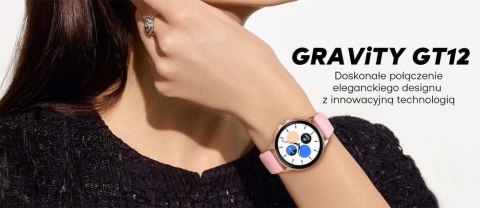 Smartwatch Damski GRAVITY GT12-7 Czarny Pasek Silikonowy + Srebrna Bransoleta Smartwatch Damski GRAVITY GT12-7 Czarny Pasek Silikonowy + Srebrna Bransoleta
