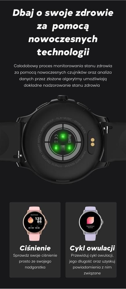 Smartwatch Damski GRAVITY GT12-7 Czarny Pasek Silikonowy + Srebrna Bransoleta Smartwatch Damski GRAVITY GT12-7 Czarny Pasek Silikonowy + Srebrna Bransoleta