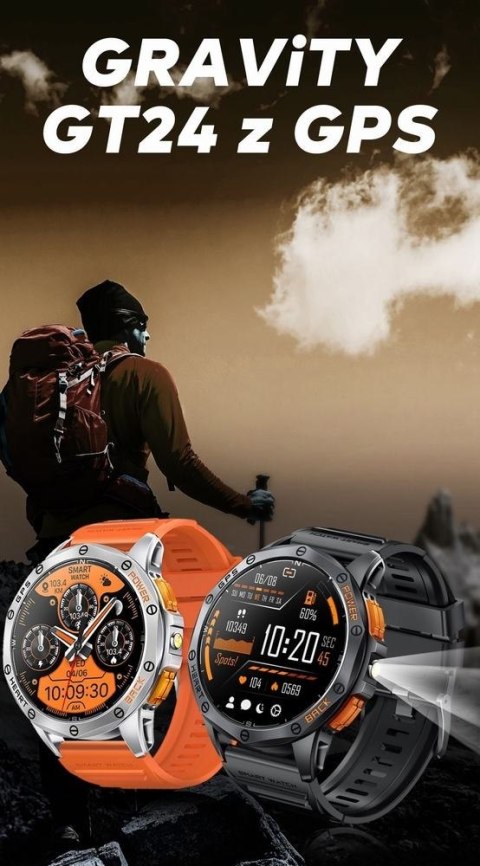 Smartwatch Męski GRAVITY GPS GT24-2 Czarny Pasek Silikonowy + Biały Pasek Silikonowy Smartwatch Męski GRAVITY GPS GT24-2 Czarny Pasek Silikonowy + Biały Pasek Silikonowy
