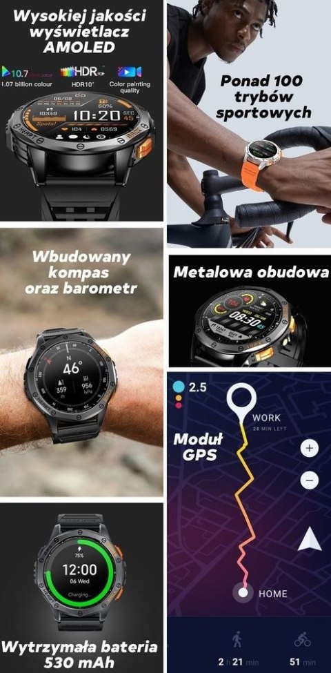 Smartwatch Męski GRAVITY GPS GT24-5 Czarny Pasek Silikonowy + Zielony Pasek Silikonowy Smartwatch Męski GRAVITY GPS GT24-5 Czarny Pasek Silikonowy + Zielony Pasek Silikonowy