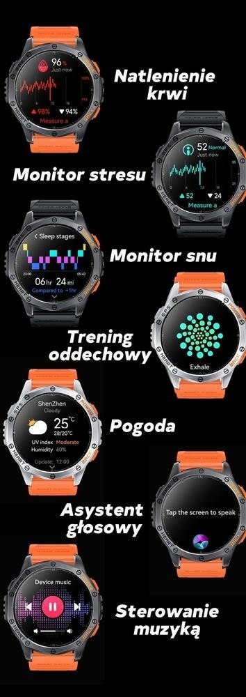 Smartwatch Męski GRAVITY GPS GT24-5 Czarny Pasek Silikonowy + Zielony Pasek Silikonowy Smartwatch Męski GRAVITY GPS GT24-5 Czarny Pasek Silikonowy + Zielony Pasek Silikonowy