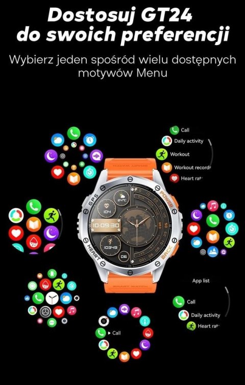 Smartwatch Męski GRAVITY GPS GT24-5 Czarny Pasek Silikonowy + Zielony Pasek Silikonowy Smartwatch Męski GRAVITY GPS GT24-5 Czarny Pasek Silikonowy + Zielony Pasek Silikonowy