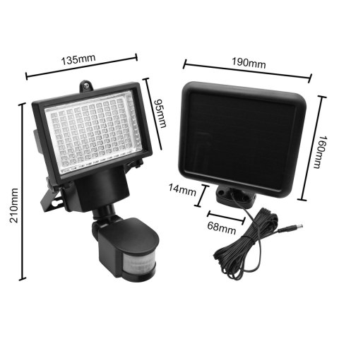 Solarny naświetlacz LED z czujnikiem ruchu Maclean Energy IP44, 6W, 360lm, 6000K zimna biała, akumulator Li-ion 2400 mAh, 5,5V D Solarny naświetlacz LED z czujnikiem ruchu Maclean Energy IP44, 6W, 360lm, 6000K zimna biała, akumulator Li-ion 2400 mAh, 5,5V D