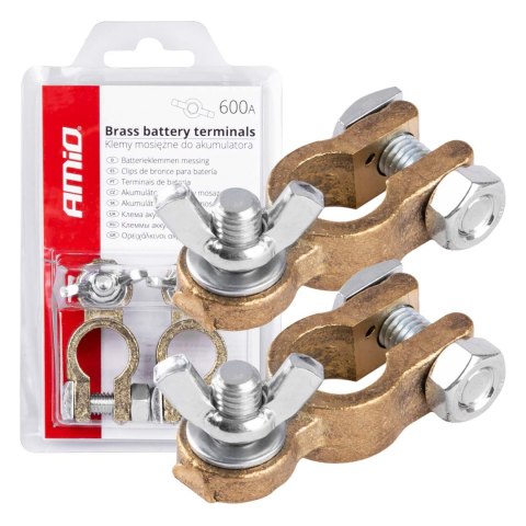 Klemy zaciski akumulatora mosiężne motyl 600a 2 szt. blister amio-02956 Klemy zaciski akumulatora mosiężne motyl 600a 2 szt. blister amio-02956