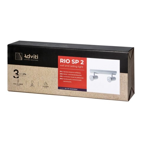 RIO SP 2, oprawa ścienno-sufitowa, E27 max. 2x60W, IP20, biała RIO SP 2, oprawa ścienno-sufitowa, E27 max. 2x60W, IP20, biała