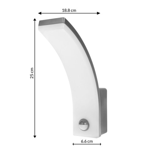 Lampa LED z czujnikiem ruchu Maclean, czujnik ruchu PIR, kolor szary, 20W, IP65, 2000lm, barwa neutralna biała (4000K) MCE512 GR Lampa LED z czujnikiem ruchu Maclean, czujnik ruchu PIR, kolor szary, 20W, IP65, 2000lm, barwa neutralna biała (4000K) MCE512 GR