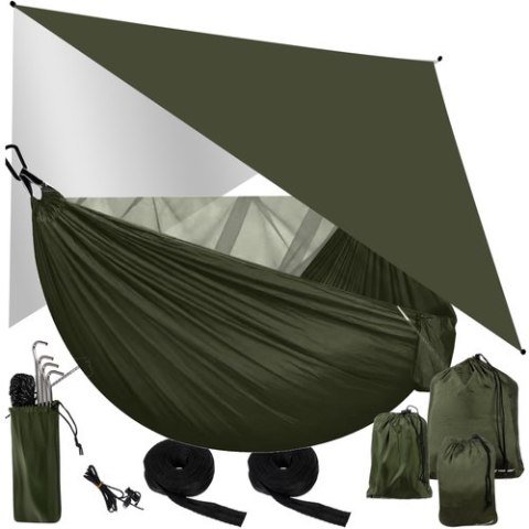 Hamak turystyczny z tarpem i moskitierą 260x140 cm Hamak turystyczny z tarpem i moskitierą 260x140 cm
