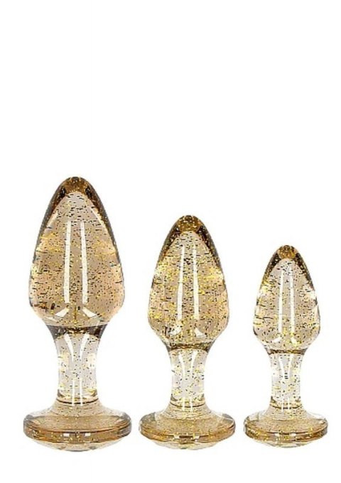 Acrylic Goldchip Butt Plug Set - Gold Acrylic Goldchip Butt Plug Set - Gold