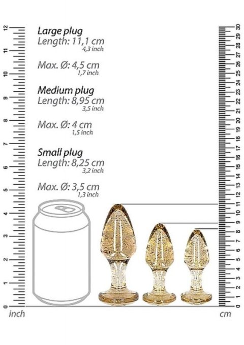 Acrylic Goldchip Butt Plug Set - Gold Acrylic Goldchip Butt Plug Set - Gold