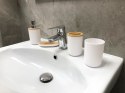 ZESTAW ŁAZIENKOWY SZCZOTKA DO WC DOZOWNIK MYDŁA MYDELNICZKA KUBEK 6 ELEMENTÓW BIAŁY