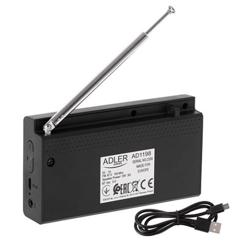 AD 1198 Radio przenośne - lcd - fm - bluetooth - zegar AD 1198 Radio przenośne - lcd - fm - bluetooth - zegar