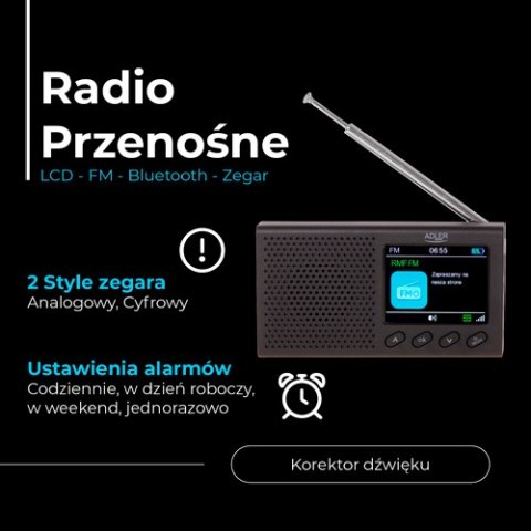 AD 1198 Radio przenośne - lcd - fm - bluetooth - zegar AD 1198 Radio przenośne - lcd - fm - bluetooth - zegar