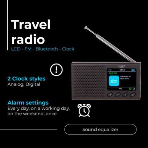AD 1198 Radio przenośne - lcd - fm - bluetooth - zegar AD 1198 Radio przenośne - lcd - fm - bluetooth - zegar
