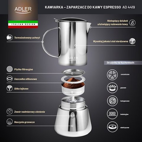 AD 4419 Kawiarka ? zaparzacz do kawy espresso - 350ml AD 4419 Kawiarka ? zaparzacz do kawy espresso - 350ml