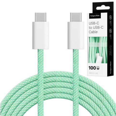 KABEL USB TY PU C - USB TY PU C 100 W 1,5 M ZIELONY KRUGER&MATZ BASIC KABEL USB TY PU C - USB TY PU C 100 W 1,5 M ZIELONY KRUGER&MATZ BASIC