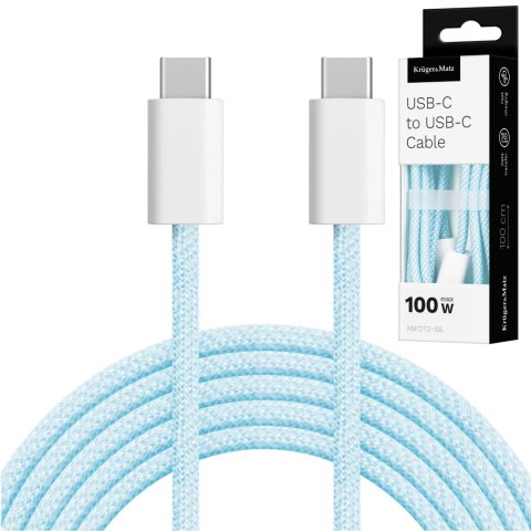 KABEL USB TY PU C - USB TY PU C 100 W 1 M NIEBIESKI KRUGER&MATZ BASIC KABEL USB TY PU C - USB TY PU C 100 W 1 M NIEBIESKI KRUGER&MATZ BASIC