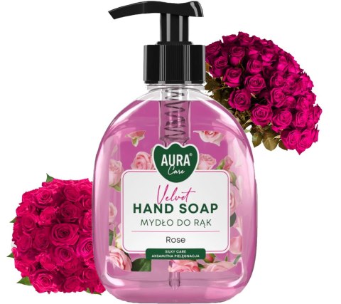 AURA Care Mydło Do Rąk Nawilżające Róża 300 ml Z Dozownikiem AHS-001-001 AURA Care Mydło Do Rąk Nawilżające Róża 300 ml Z Dozownikiem AHS-001-001