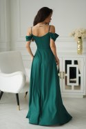 ELEGANCKA SUKNIENKA Z DRAPOWANIEM, ROZCIĘCIEM I BŁYSZCZĄCĄ TKANINĄ - butelkowy ELEGANCKA SUKNIENKA Z DRAPOWANIEM, ROZCIĘCIEM I BŁYSZCZĄCĄ TKANINĄ - butelkowy