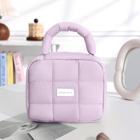 Kosmetyczka damska pikowana kuferek z rączką 18,5 x 12,5 x 13cm KS139FIO