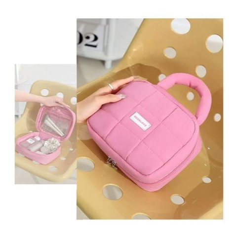 Kosmetyczka damska pikowana kuferek z rączką 18,5 x 12,5 x 13cm KS139R