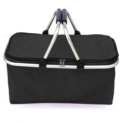 Składany kosz termiczny na zakupy, piknik czarny 47x27x23cm KP01CZ