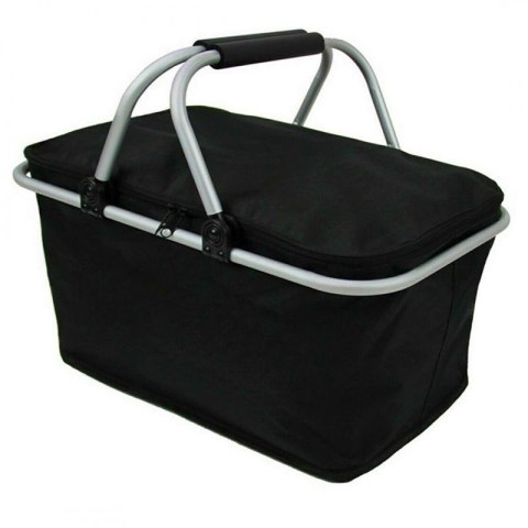 Składany kosz termiczny na zakupy, piknik czarny 47x27x23cm KP01CZ