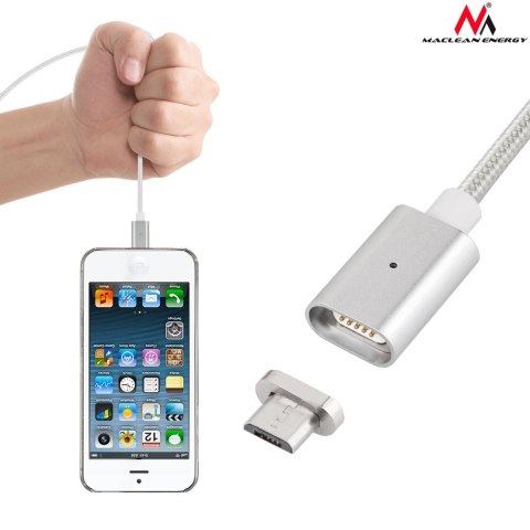 Kabel micro USB magnetyczny silver Maclean Energy MCE160 - Quick & Fast Charge Kabel micro USB magnetyczny silver Maclean Energy MCE160 - Quick & Fast Charge