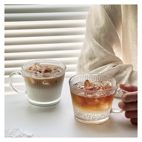 Filiżanka szklanka ryflowana duża 400 ml 1szt SZK156