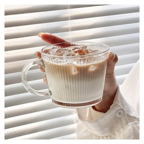 Filiżanka szklanka ryflowana duża 400 ml 1szt SZK156