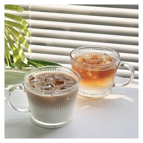 Filiżanka szklanka ryflowana duża 400 ml 1szt SZK156