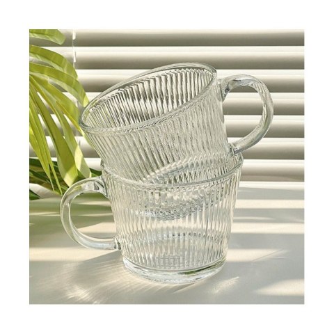 Filiżanka szklanka ryflowana duża 400 ml 1szt SZK156