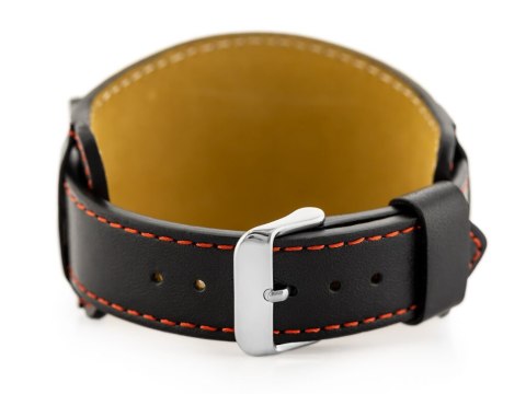 Pasek skórzany do zegarka W85 - podkładka - czarny/czerwony - 18mm Pasek skórzany do zegarka W85 - podkładka - czarny/czerwony - 18mm