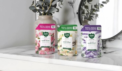 AURA Care Mydło Do Rąk Nawilżające Róża 1000 ml Uzupełniające AHS-002-001 AURA Care Mydło Do Rąk Nawilżające Róża 1000 ml Uzupełniające AHS-002-001
