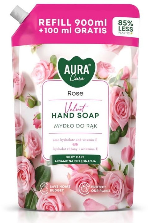 AURA Care Mydło Do Rąk Nawilżające Róża 1000 ml Uzupełniające AHS-002-001 AURA Care Mydło Do Rąk Nawilżające Róża 1000 ml Uzupełniające AHS-002-001