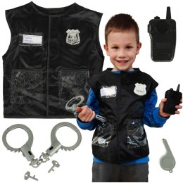 KOSTIUM STRÓJ KARNAWAŁOWY PRZEBRANIE POLICJANT KAJDANKI GWIZDEK ZESTAW 3-8 LAT