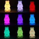 LAMPKA NOCNA DLA DZIECI SILIKONOWA DOTYKOWA MIĘKKA LED RGB BIAŁA Z RÓŻEM KRÓLICZEK