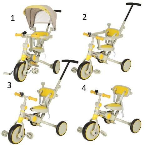 ROWEREK TRÓJKOŁOWY TRIKE FIX V4 ŻÓŁTO-SZARY Z DASZKIEM ROWEREK TRÓJKOŁOWY TRIKE FIX V4 ŻÓŁTO-SZARY Z DASZKIEM