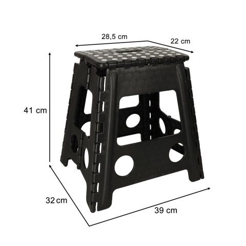STOŁEK TABORET SKŁADANY ANTYPOŚLIZGOWY 39CM CZARNY STOŁEK TABORET SKŁADANY ANTYPOŚLIZGOWY 39CM CZARNY
