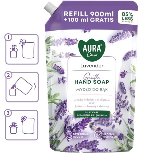 AURA Care Mydło Do Rąk Delikatne Lawenda 1000 ml Uzupełniające AHS-002-002 AURA Care Mydło Do Rąk Delikatne Lawenda 1000 ml Uzupełniające AHS-002-002