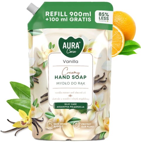 AURA Care Mydło Do Rąk Kremowe Wanilia 1000 ml Uzupełniające AHS-002-003 AURA Care Mydło Do Rąk Kremowe Wanilia 1000 ml Uzupełniające AHS-002-003