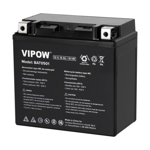 Akumulator VIPOW typu MC do motocykli 12V 14Ah Akumulator VIPOW typu MC do motocykli 12V 14Ah